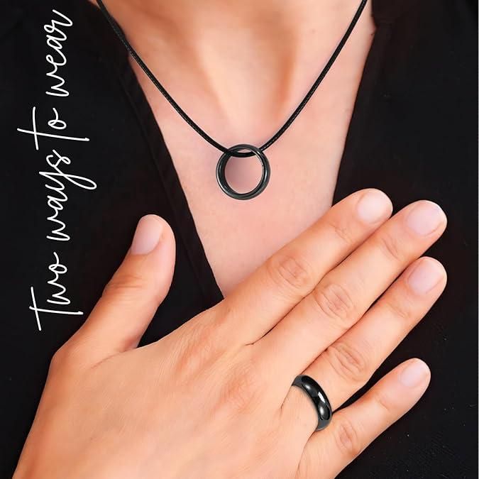 Unisex Black Rings Anxiety Balance Stone