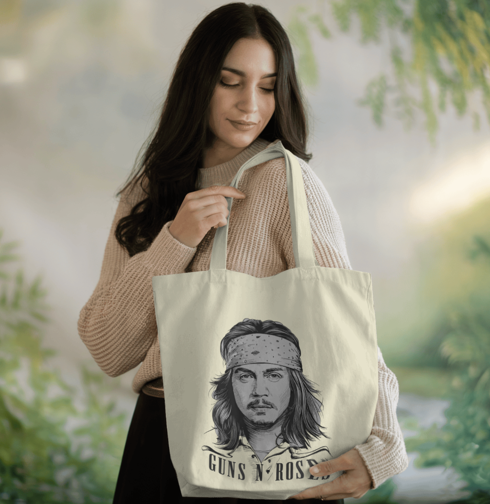 Nairose Premium Guns and Roses Printed Tote Bag With Zipper