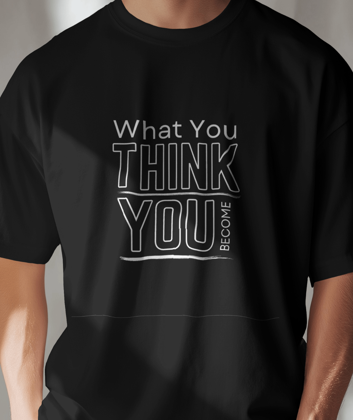 Nairose Printed Premium Black T-Shirt | What You Think You Become
